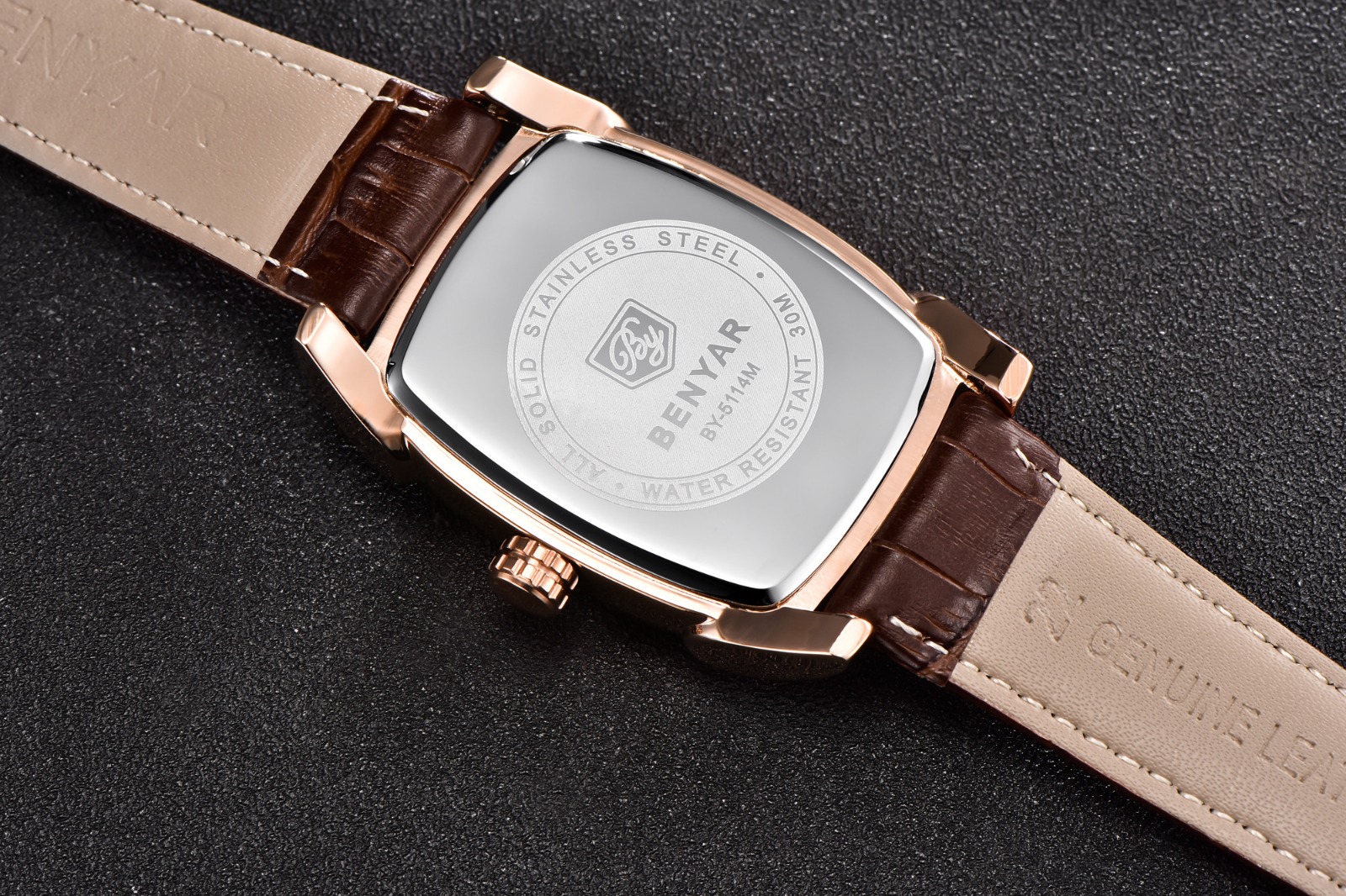 BENYAR BR 001, Square Men's  Watch Quartz Leather Wrist Watch