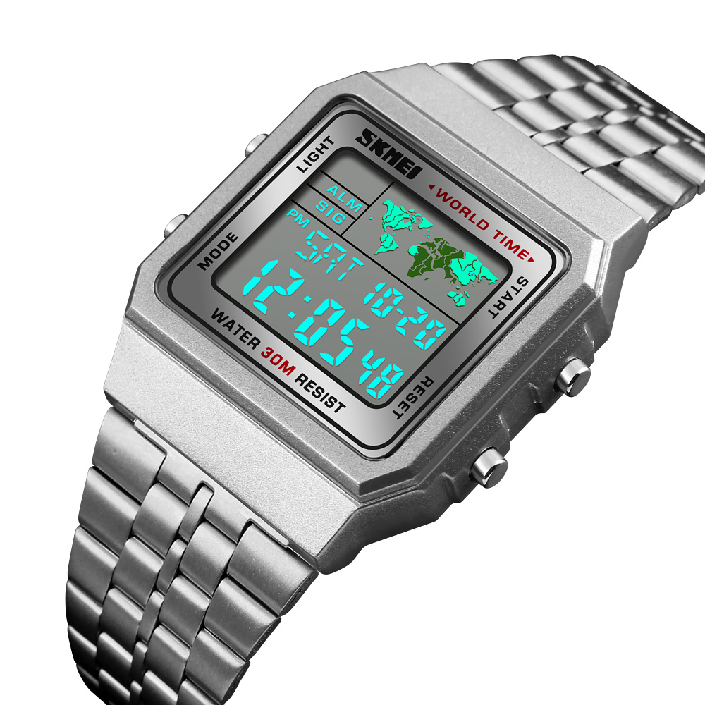 SKMEI SK 1338 World Time Sport  Wristwatch Stainless Steel 55QAR/pc-SK 019