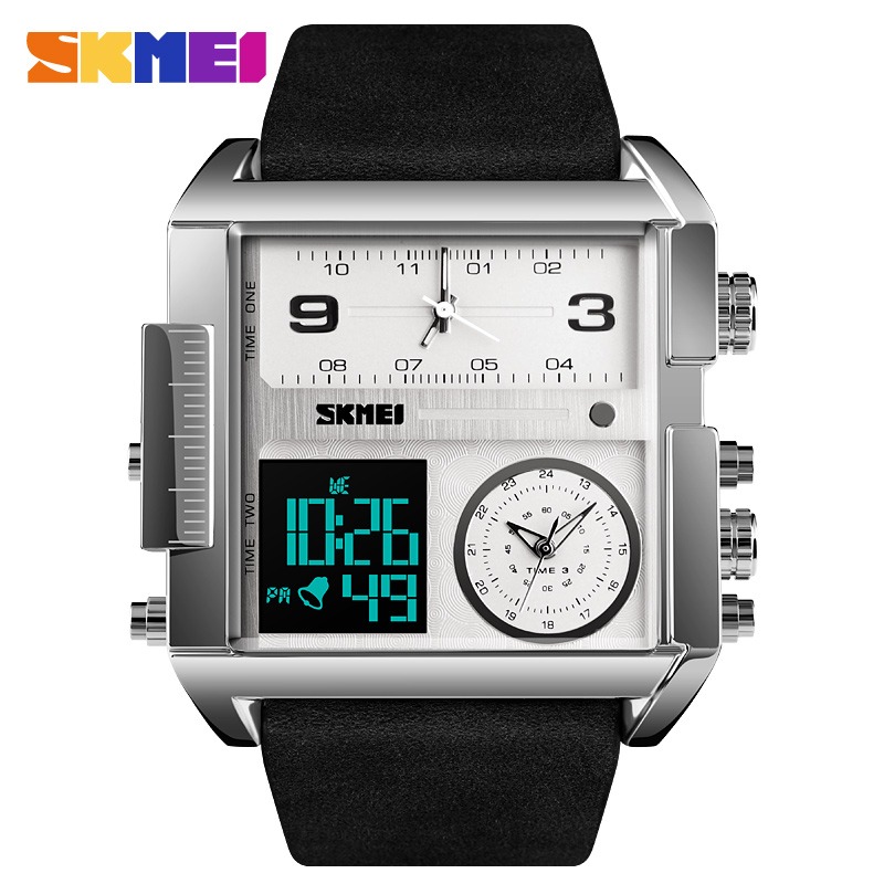 SKMEI SK 1391 Mens Luxury Brand Square Fashion Casual Clock Leather Strap Watches-Gold Black