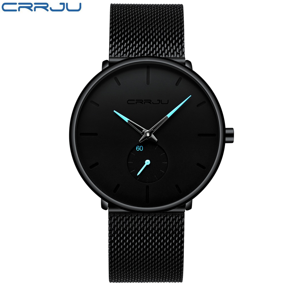 CRRJU 2150 Men's Watch Luxury Black Quartz Watch