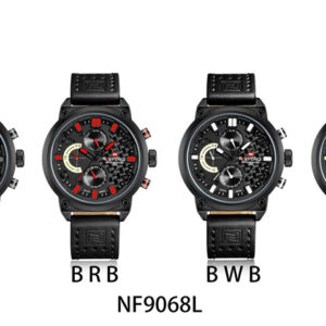 NAVIFORCE NF 9068L Men's Watch Date Week Waterproof Sport  Watch Genuine Leather Quartz-Black White