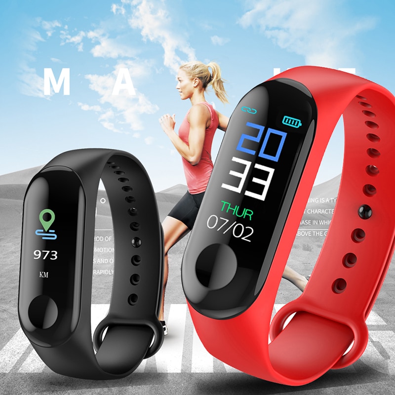 M3 Smart Bracelet Color-screen IP68 Fitness Tracker blood pressure Heart Rate Monitor Smart band Smart Watch Men For Android IOS