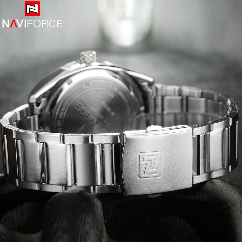 NAVIFORCE NF 9038 Men's Watch Business Quartz Waterproof Stainless Steel Band Wristwatch