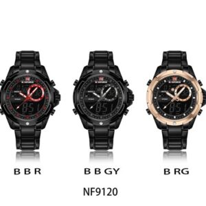 NAVIFORCE NF 9120 Men's Watch Digital Sport Men's Watch Stainless Steel Quartz Wrist Watch Waterproof