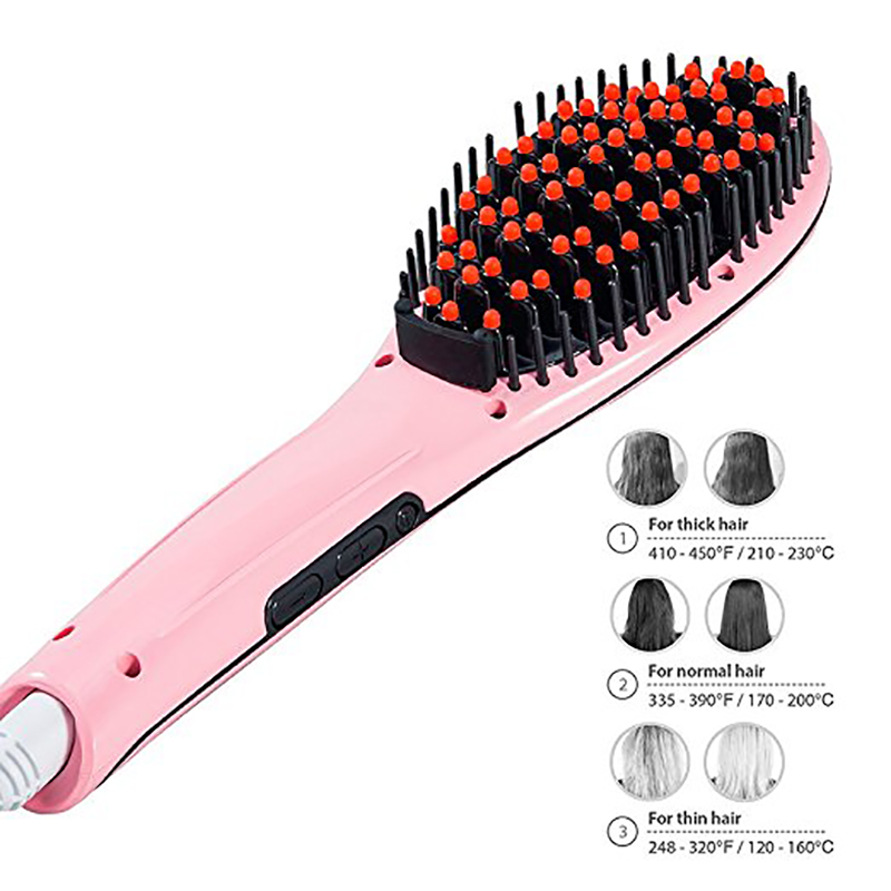 Hair Straightener Brush Ceramic Heating Hair Straightening Brush Temperature Display Anti-scald Effective Hair Comb HQ-906