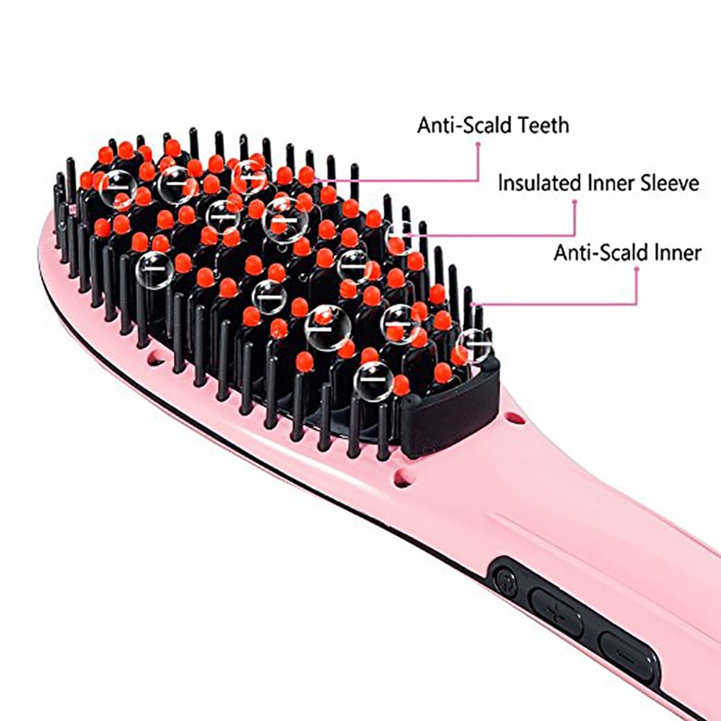 Hair Straightener Brush Ceramic Heating Hair Straightening Brush Temperature Display Anti-scald Effective Hair Comb HQ-906