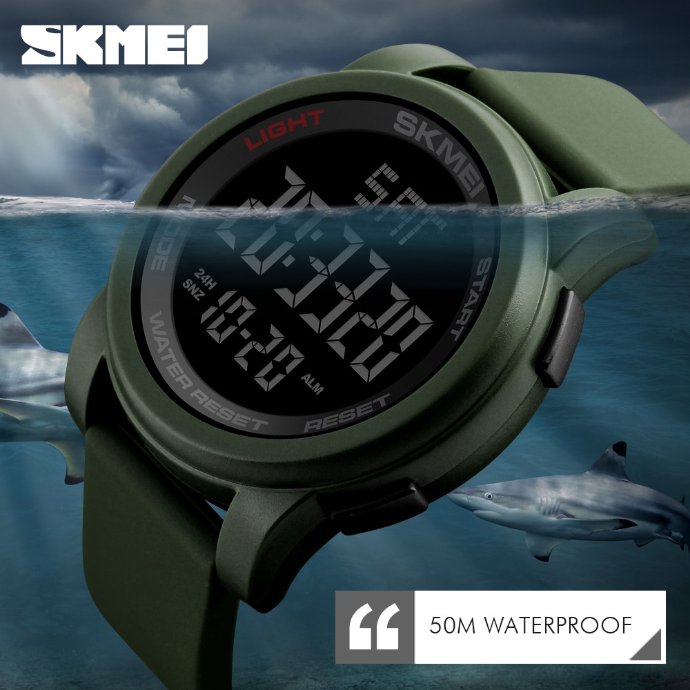 SKMEI SK 1257AG Men's Military Outdoor Digital Sports Watch - Army Green