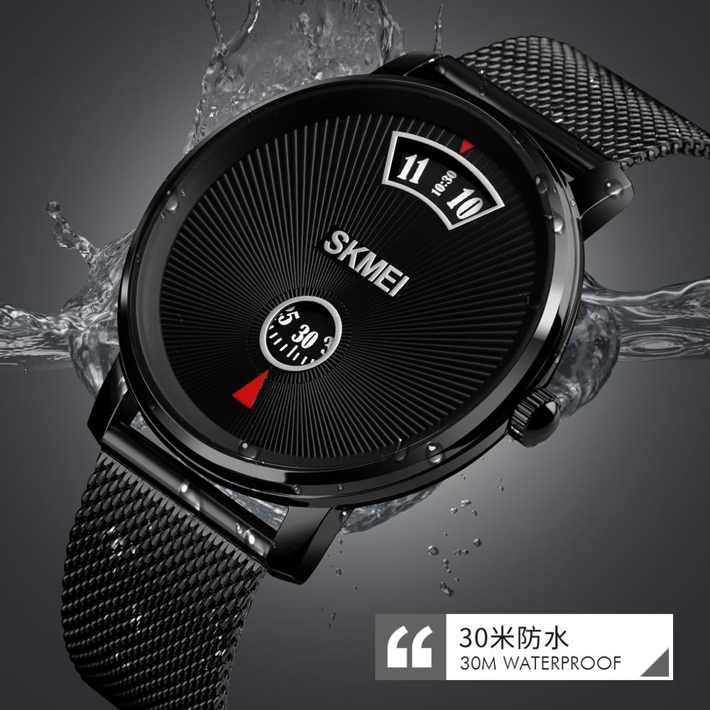 SKMEI SK 1490LBK Business Style Men's Quartz Watch Leather Strap Water resistant - Black