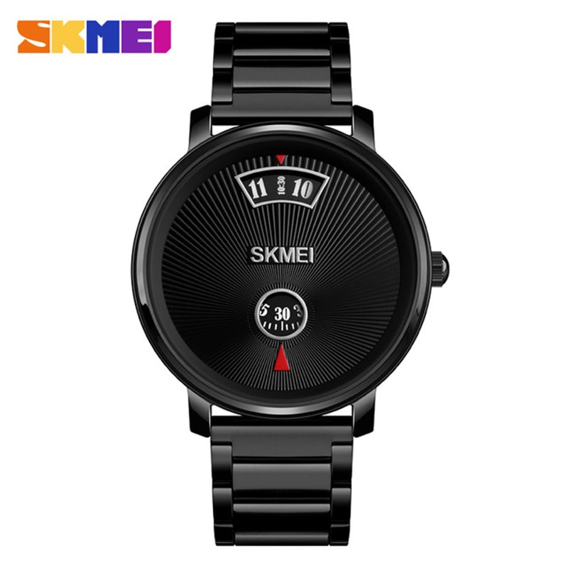SKMEI SK 1490LBK Business Style Men's Quartz Watch Leather Strap Water resistant - Black