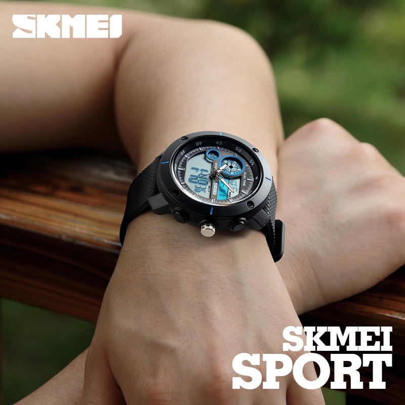 SKMEI SK 1361 Sports Men's Watch Luxury Brand Analog Digital Quartz Water Resistant-Black