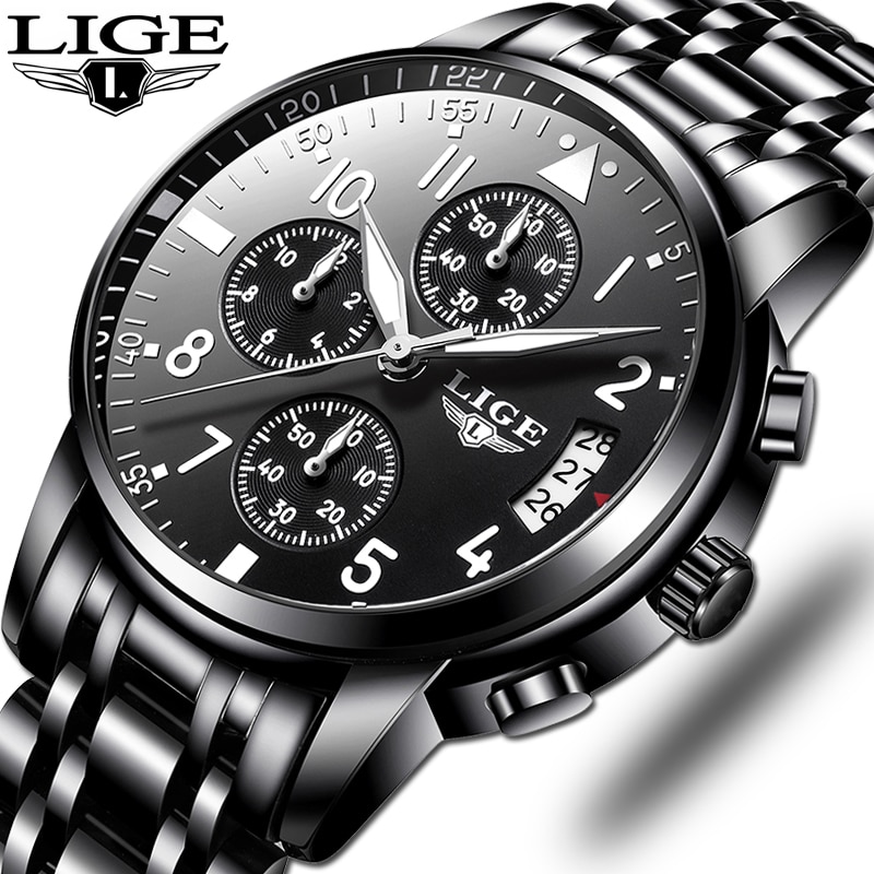 Lige 9825 B Mens Watches Waterproof Quartz Business Watch LIGE Top Brand Luxury Men Casual Sport Watch Male Relojes Hombre