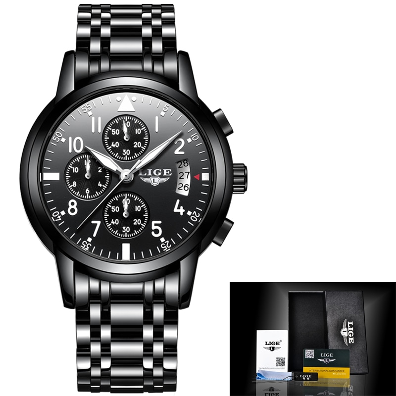 Lige 9825 B Mens Watches Waterproof Quartz Business Watch LIGE Top Brand Luxury Men Casual Sport Watch Male Relojes Hombre