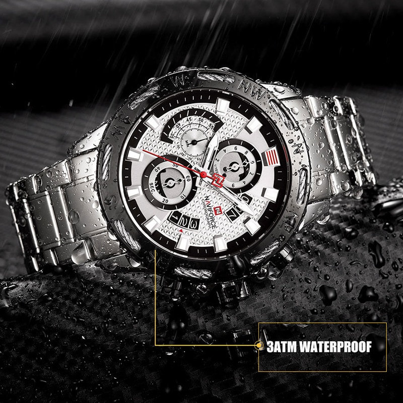NAVIFORCE NF 9165 Men's Watch Chronograph Quartz Stainless Steel Waterproof-Gold Gold
