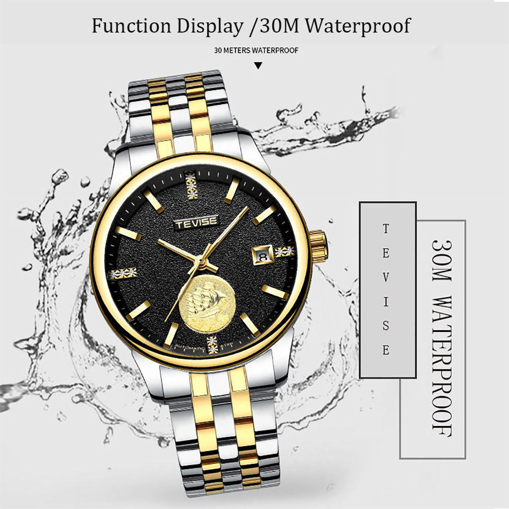 Tevise 818B  Men Watch Automatic Mechanical Watches Top Brand Luxury Clock Business Stainless Steel Wristwatches