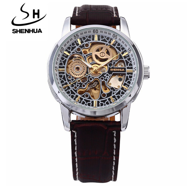 SH 004 Famous Brand Shenhua Watch Men Vintage Automatic Mechanical Skeleton Watches