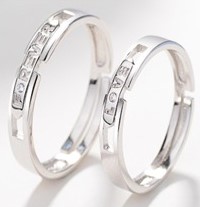 DA 003 Deeana 925 Silver Couple Ring @ 89 QAR