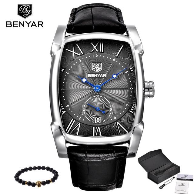 BENYAR BR 002, Square Men's  Watch Quartz Leather Wrist Watch
