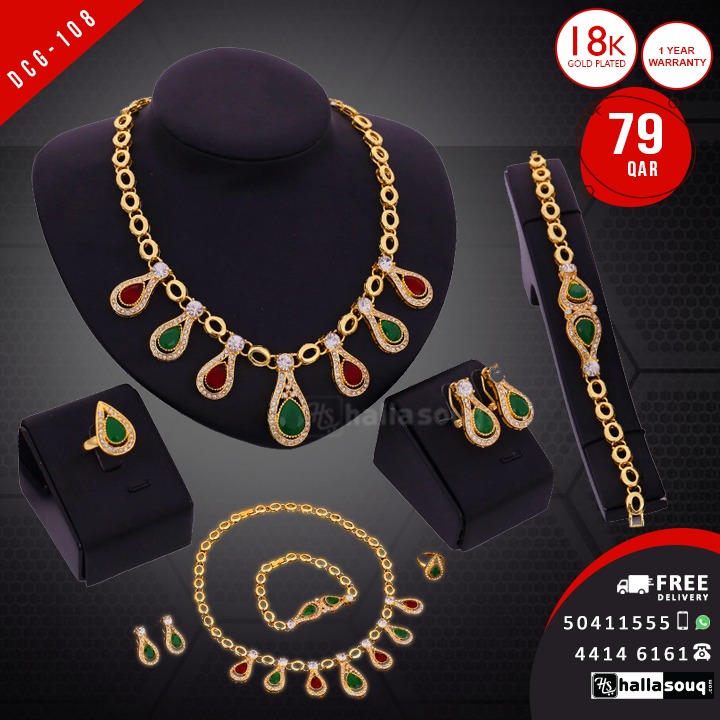 DCG 108 Fashion Necklace Earrings & Bracelet Set for women, buy 1 @ 79 QAR