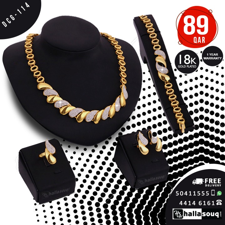 DCG 114 Fashion Necklace Earrings & Bracelet Set for women@89 QAR