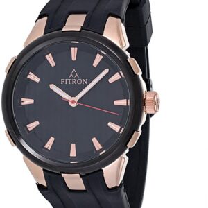 Fitron Men's Black Dial Rubber Band Watch - FT7655M370202