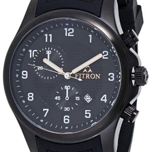 Fitron Men's Black Dial Rubber Band Watch - FT8225M020202