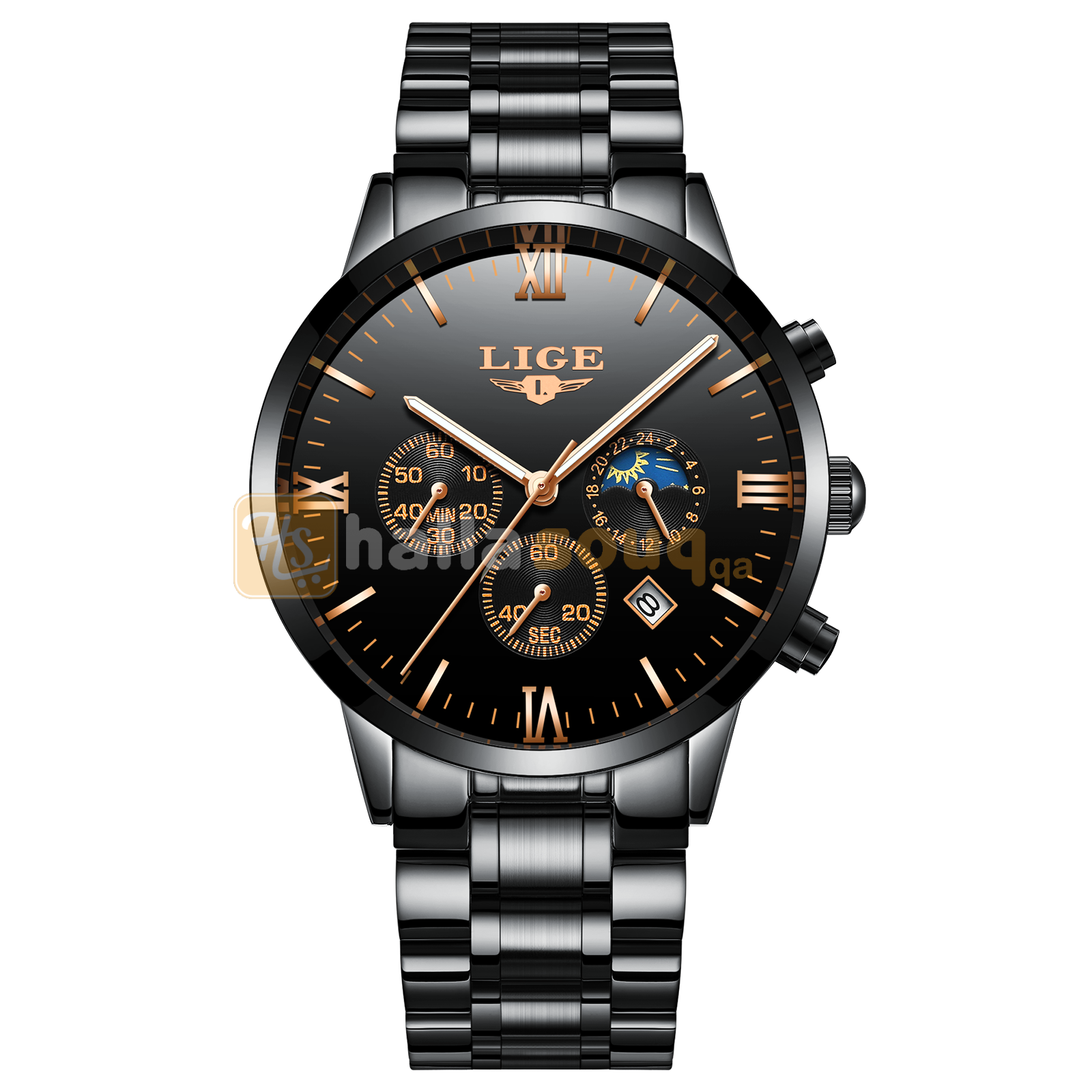 LIGE 9831 D Top Brand Luxury  Men Fashion Sports Quartz Clock Black dial