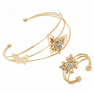 Milano 18K Gold Plated Baby Butterfly Bangle Set with White Stones, MA2027