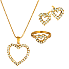Milano 18K Gold Plated Big Heart Shape Pendant Set with Crystals Stones, 241268AD
