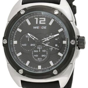 Weide Men's Black Dial Leather Band Watch - WH3306-1C