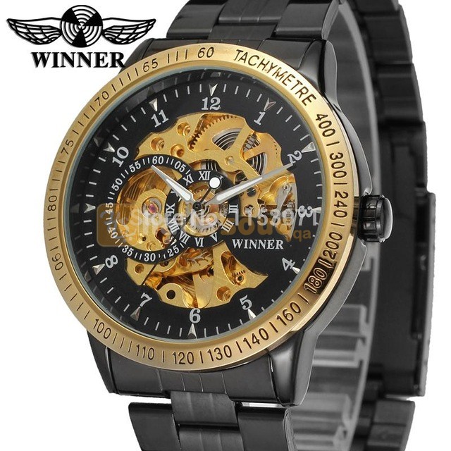 WN 004 Winner skeleton Winner Automatic for men watch factory stainless steel bracelet free shipping box