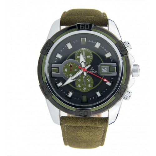 Fitron FT8355BMG Mens Watch Genuine Leather Band Dial Colour Black Moss Green