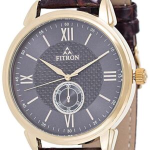 Fitron Men's Black Dial Leather Band Watch - FT8095M010704