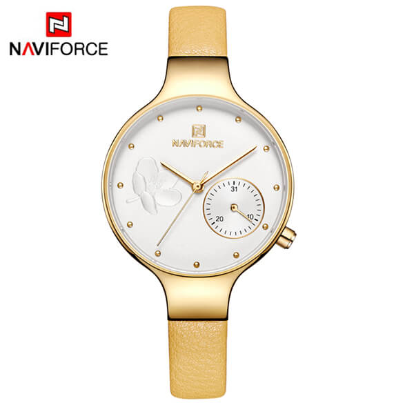 NAVIFORCE NF 5001 Women's Watch Waterproof Leather Wristwatch  - Black