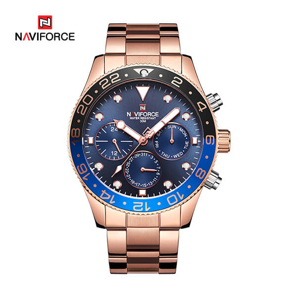NAVIFORCE NF 9147 Men's Watch Waterproof Chronograph Date Stainless Steel Quartz