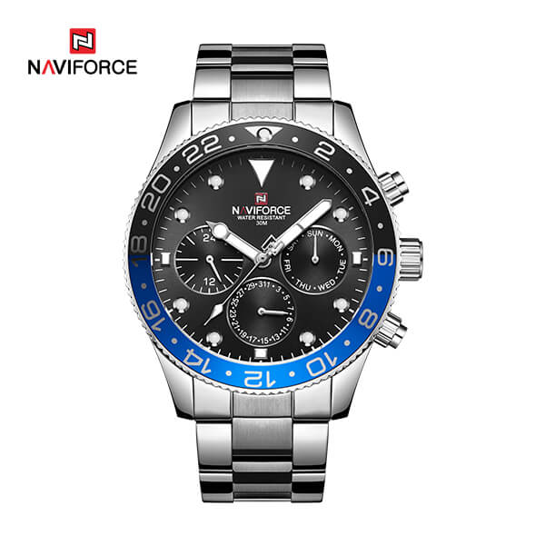 NAVIFORCE NF 9147 Men's Watch Waterproof Chronograph Date Stainless Steel Quartz-Silver Rose Gold