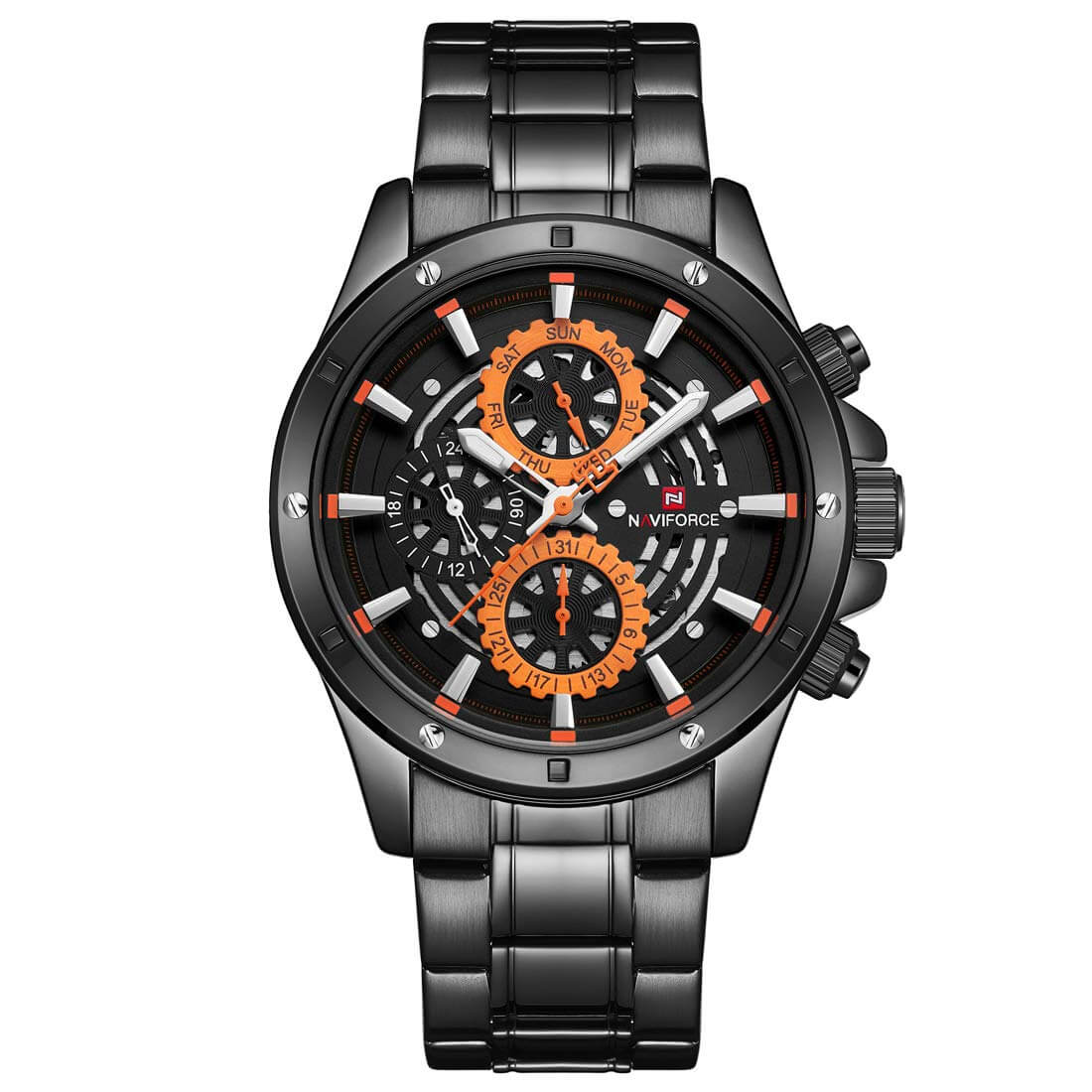 NAVIFORCE NF 9149 Men's Watch Stainless Steel Chronograph Waterproof  Wrist Watch with Date Week-COPPER
