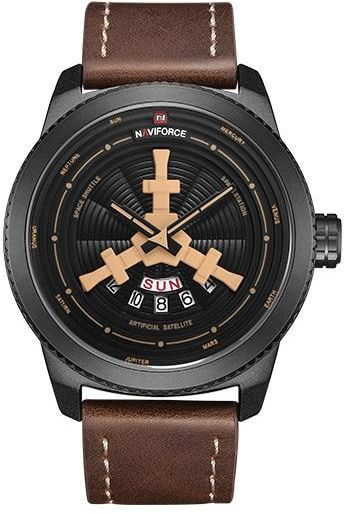 NAVIFORCE NF 9156 Men's Watch Sport Waterproof Wristwatch Leather Band Quartz - RED