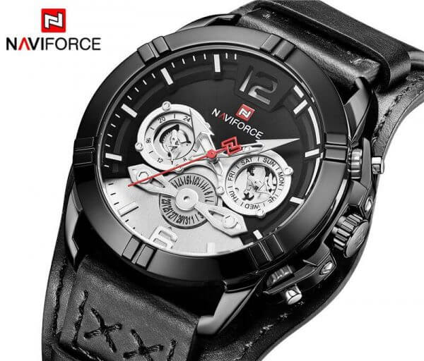NAVIFORCE NF 9162 Men's  Quartz Leather Waterproof Wristwatches Luminous Fashion Sports Clock