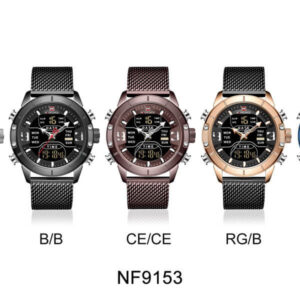 NAVIFORCE NF 9153 Men's Watch Stainless Steel Strap Analog Digital Multifunction Waterproof Wristwatch-Blue