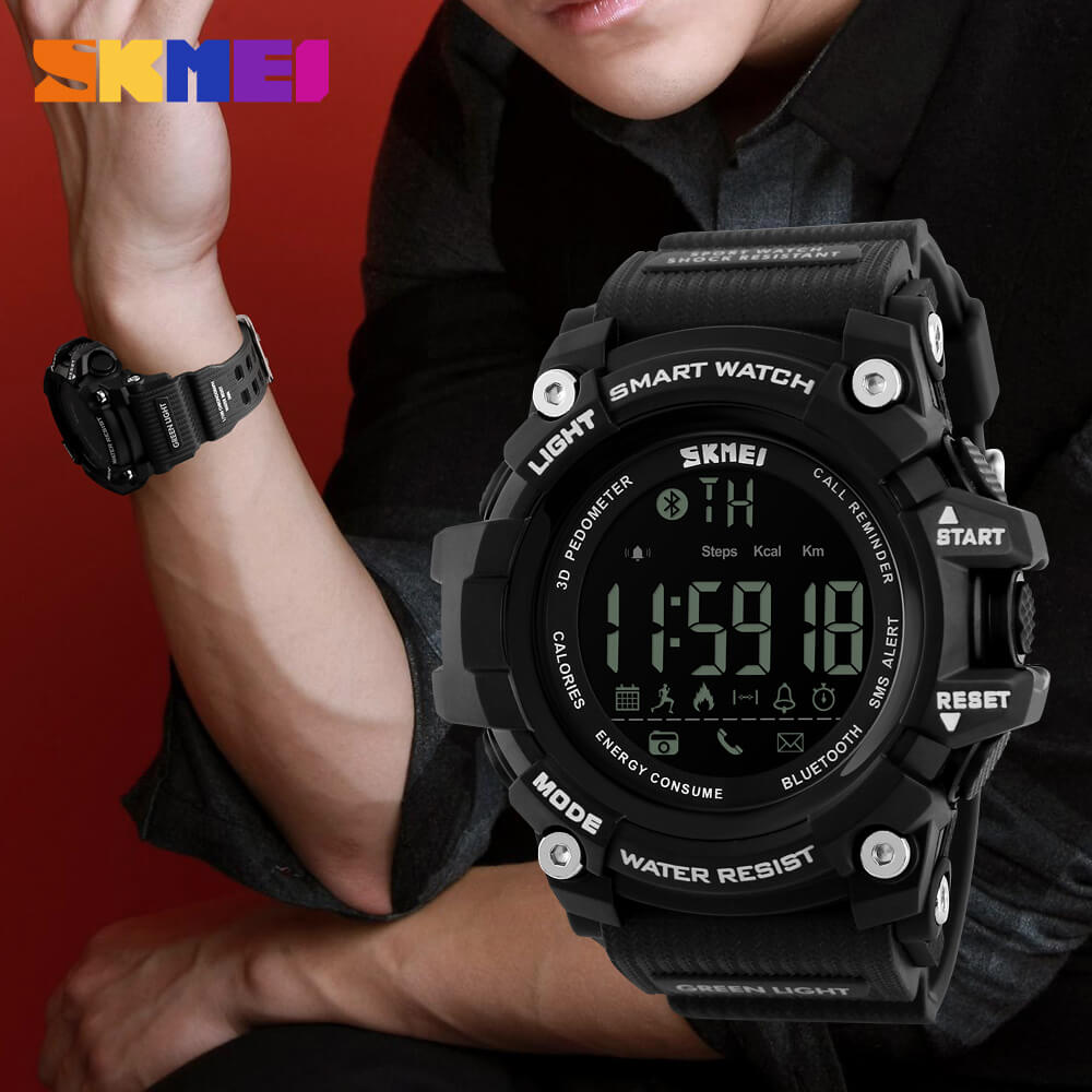 SKMEI SK 1227BK Unisex Smart Watch Pedometer Calories Chronograph - Black