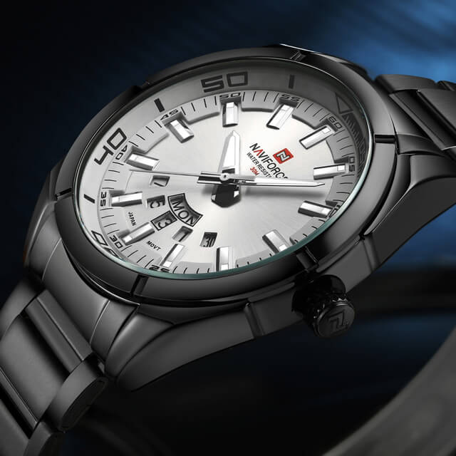 NAVIFORCE NF 9038 Men's Watch Business Quartz Waterproof Stainless Steel Band Wristwatch