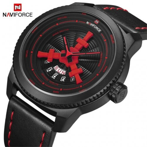 NAVIFORCE NF 9156 Men's Watch Sport Waterproof Wristwatch Leather Band Quartz - GREY