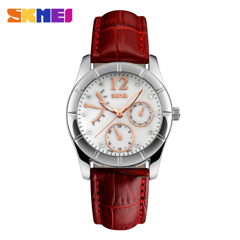 SKMEI SK 6911 Elegant Luxury leather Strap Women's watch Water Resistant