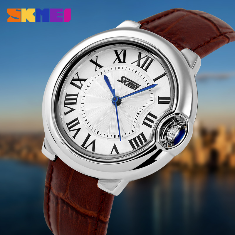 SKMEI SK 9088 Luxury Brand Leather Strap Ladies Wristwatch Water Resistant