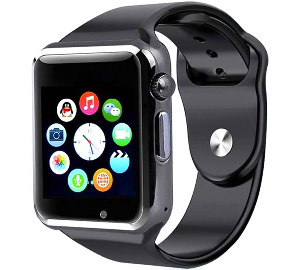 Mobile Smartwatch SW 001 With Memory, Sim Card Slot USB & Bluetooth, 2 Pcs - Black & Silver