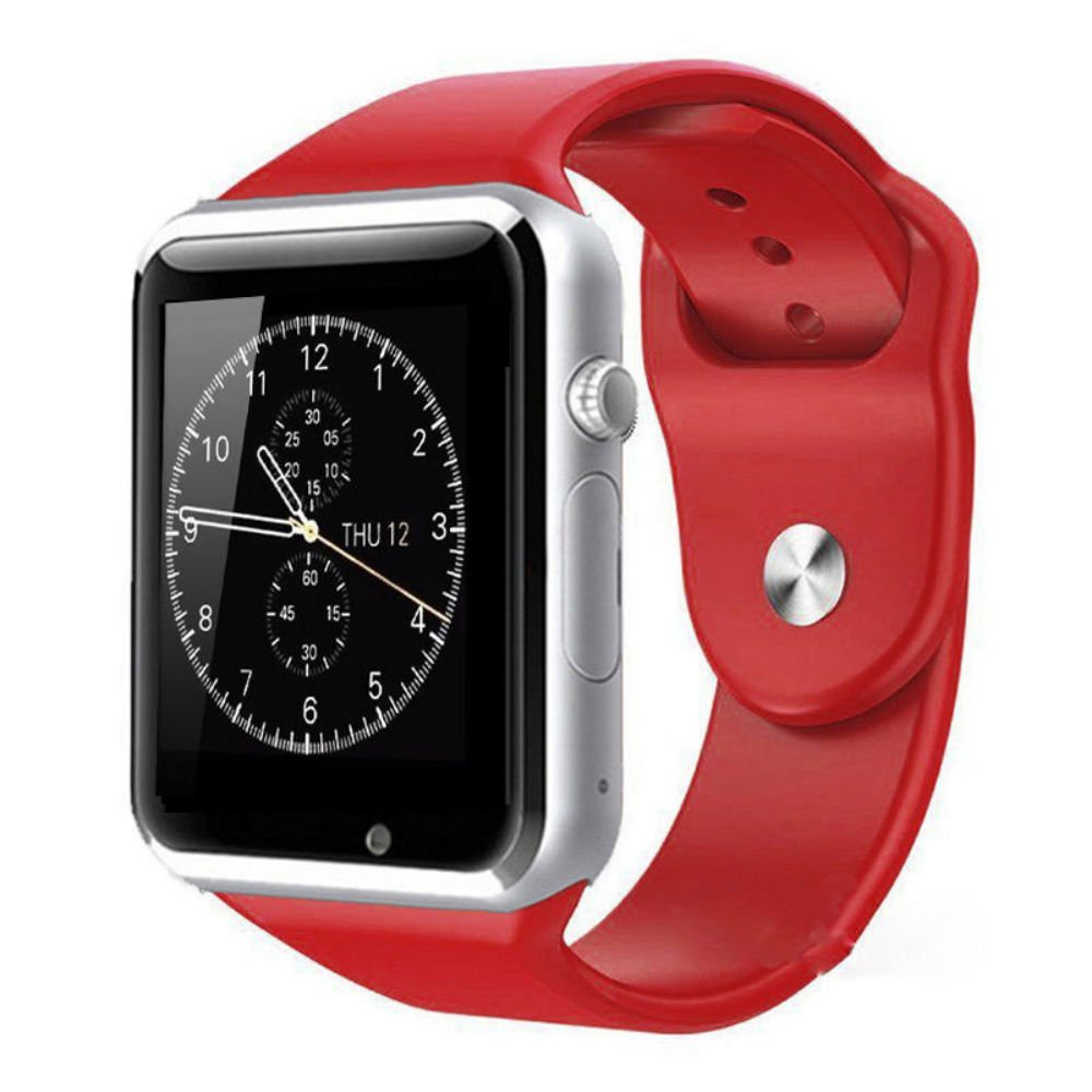 Mobile Smart Watch SW 001 with Touch Screen-Sim Card Slot-Memory-Camera-Bluetooth-Red