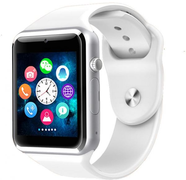 Mobile Smart Watch SW 001 with Touch Screen-Sim Card Slot-Memory-Camera-Bluetooth-White