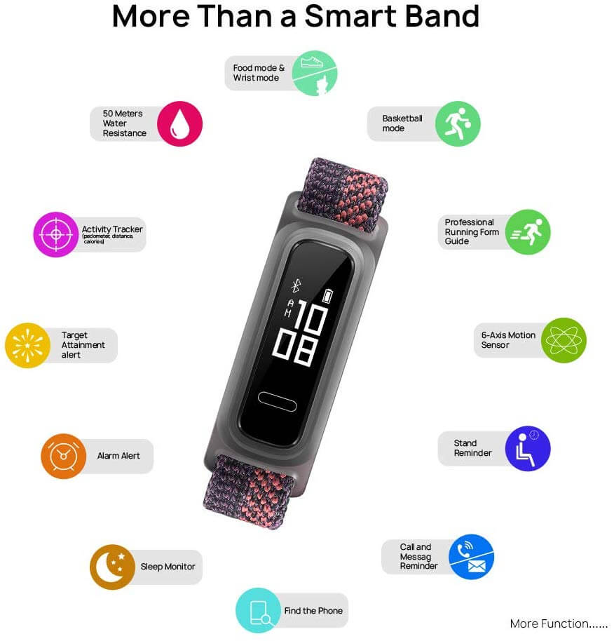 HUAWEI Band 4e Smart Band, Fitness Tracker with Shoe Wearing Design and Basketball Mode, 2 Weeks Battery Life - Sakura Coral