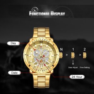 NAVIFORCE NF 9158 Chronograph Waterproof Stainless steel Men's Watch-Gold