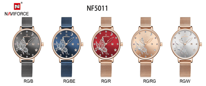 NAVIFORCE NF 5011 Luxury brand Stainless steel Women's watch Waterproof-Rose Gold